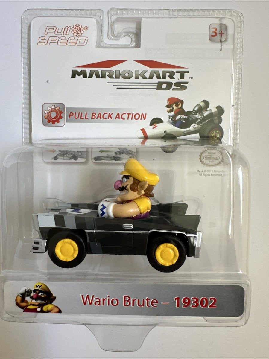 Mario Kart DS - Wario Brute Figure - Pull Back Action Car - #19302