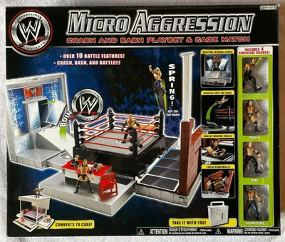 WWE - Jakks Micro Aggression Crash & Bash Playset & Cage Match Ring