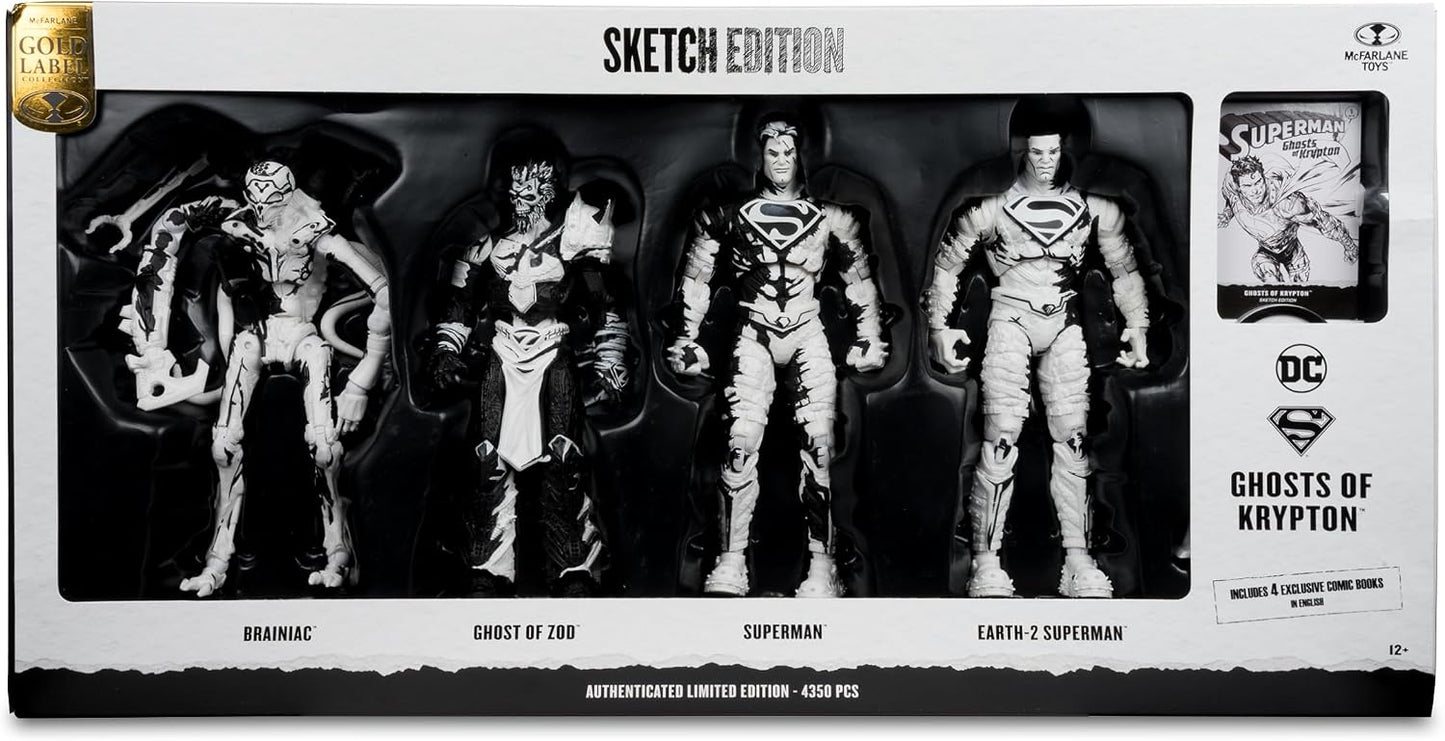 DC Multiverse Ghosts Of Krypton 7 Inch Action Figure 4-Pack - Superman Comics Sketch Edition Gold Label (NTSC)