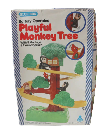 Playful Monkey Tree with 3 Monkeys & 1 woodpecker